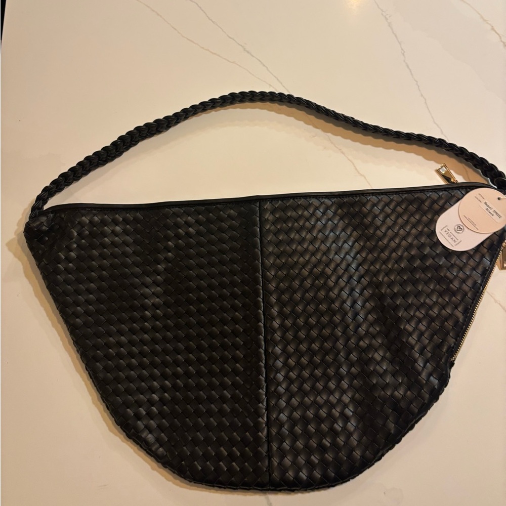 Melie Bianco Black Woven Shoulder Bag